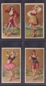 Cigarette cards, Japan, Murai, Dancing Girls of the World, four cards (all with backs in red),