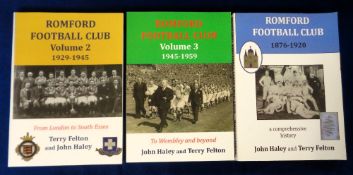 Romford FC, a comprehensive Club History contained in 3 large soft back books by John Haley and