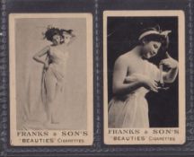 Cigarette cards, Franks & Sons, Beauties, 2 type cards, handbook ref H173 picture references 33 & 42