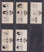 Trade cards, Brooke Bond, Place the Face Bingo, (Three Faces), 5 different cards, Richard Burton/