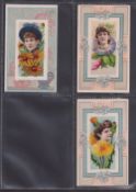 Cigarette cards, USA, Duke's, Fairest Flowers of the World, 'X' size, 3 cards, Ruth Stetson