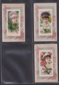 Cigarette cards, USA, Duke's, Fairest Flowers of the World, 'X' size, 3 cards, Teresa Vaughn Tube