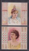 Cigarette cards, USA, Duke's, Beauties Folders, 'P' size, 4 cards, Ref N96, picture nos 1, 11,