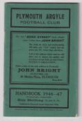 Plymouth Argyle FC, Official handbook 1946/47 Season, 56 pages inc. team group pictures, facts and