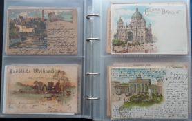 Postcards, Foreign, an early collection of approx. 175 cards in modern album. A nice mix of Gruss