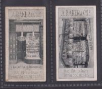 Cigarette card, A Baker, Baker's Tobacconist's shops (Cigar etc), 2 cards, 1 Railway Place (grubby),