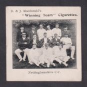 Cigarette card, Macdonald's, Cricket & Football Teams (Winning Team Cigarettes), type card,