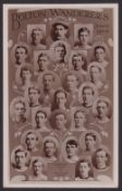 Football postcard, Bolton Wanderers FC, photographic card with inset portraits of the squad 1911/
