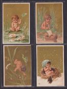 Trade cards, Liebig, 6 early Cherub cards S26 Cherubs on Bows (2 cards), S28 Cherubs IV (4 cards) (