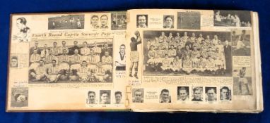 Football scrapbook, a large scrapbook packed with cuttings including teamgroups, match action
