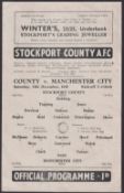 Football programme, Stockport County v Manchester City, 14 Dec 1940, (Football League, North),