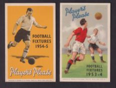 Tobacco issues, Player's, Football Fixture Folders, two, Manchester City & Manchester United 1953/54