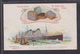 Cigarette card, Ogden's Liners Postcard type card, White Star Line SS Oceania (St Bruno Flake Brand)