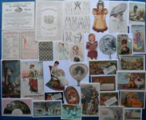 Advertising Cards, 70+ early cards to include Palmers Perfumes, Perry Davis Painkiller, Chocolat