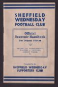 Sheffield Wednesday FC. Official Souvenir Handbook for season 1933-34, 48 pages including record