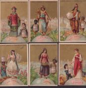 Trade cards, Liebig, The Continents with Women in Costume, ref S150, German edition (set, 6