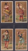 Cigarette cards, Japan, Murai, Dancing Girls of the World, four cards (all with backs in blue),