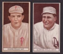 Cigarette card, USA, ATC, Baseball Series (T207), two cards, Earl Moore (Broadleaf Cigarettes