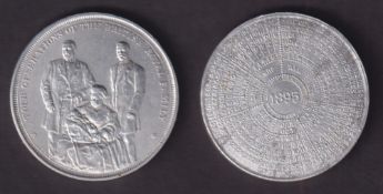 Tobacco issues, Taddy, two novelty, circular metal issues, Calendar 1895 (marked) & Four Generations