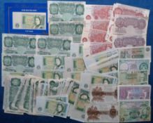 Bank Notes, a selection of notes to include 78 £1, 12 10/- notes, 11 other bank notes and 46 foreign
