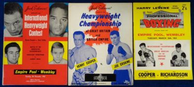 Boxing programmes, Henry Cooper, three programmes featuring Henry Cooper v Joe Erskine 21 March,
