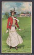 Trade cards, Golf, Dr Humphrey's Witch Hazel Oil, P Sized USA Trade card c1900 featuring Lady Golfer