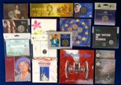 Coins, a collection of 16 Royal Mint presentation packs to include 2004 £5 Lady With The Lamp,