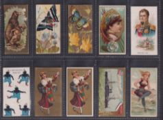 Cigarette cards, USA, Kinney, ten type cards, Animals (1), Butterflies of the World (x2, one light
