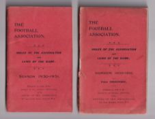 The Football Association Rules of the Association & Laws of the Game, a collection of 11 booklets