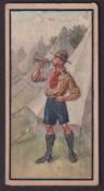 Cigarette card artwork, Cope's, Boy Scouts, original artwork on board showing Boy Scout blowing