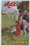 Tobacco advertising, Adkin's, Games by Tom Browne, postcard, type, Cricket, unused, (vg) (1)
