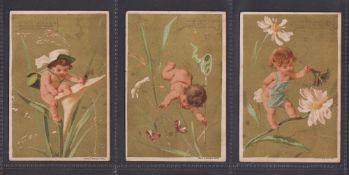 Trade cards, Liebig 5 cards from 3 early series, S26 Cherubs II, 1 card French (fair), S27 Cherubs