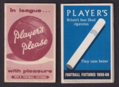 Tobacco issues, Player's, Football Fixture Folders, two London Fixture folders for 1957/58 & 1959/60
