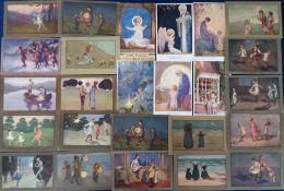 Postcards, Children, a mix of approx. 72 cards illustrated by Sybil Barham (43) and M Tarrant (