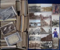 Postcards, UK, approx 1500 cards, RPs, printed and artist drawn covering a wide area across the UK