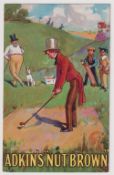Tobacco advertising, Adkin's, Games by Tom Browne, postcard, type, Golf, unused, (vg) (1)
