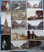 Postcards, Northants, 24 cards, RPs and printed to include street scenes. Kettering, Wellingborough,
