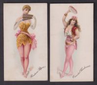 Cigarette cards, USA, Buchner, Musical Instruments, 'X' size, two cards, Oriental Tambourist &