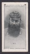 Cigarette card, Glass & Co, Cricketers Series, type card, no 8, Dr. W.G. Grace, London County (