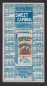 Cigarette card, USA, Kinney Bros., Sweet Caporal Calendar, 1890-91 (gd) (1)