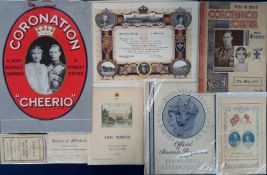 Ephemera, Royalty, Victoria to George VI, a collection of items to include Cheerio non-alcoholic