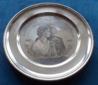 Silver, 1972 John Pinches Silver Wedding Anniversary Queen Elizabeth and Prince Philip 925