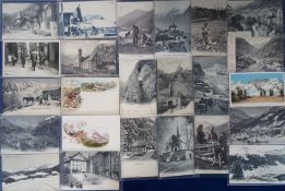 Postcards, Switzerland, a collection of approx. 100 Swiss cards, inc. Gstaad village, Narcissus