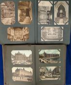 Postcards, a mixed collection of approx. 880 foreign and UK cards in 4 vintage albums inc. French