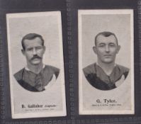 Cigarette cards, Taddy Footballers (New Zealand), 2 type cards D. Gallaher & G. Tyler (both cards