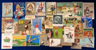 Trade advertising, a collection of approx. 35 advertising cards, mostly for soap & cleaning products