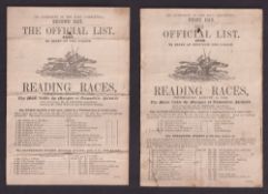 Reading Races, 1849, two single card racecards for meetings held on 15th & 16th August, 1849 (both