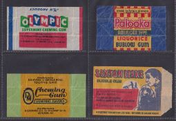 Trade Wax Wrappers, 9 wrappers, from various gum issuers. Including Myers & Metreveli Olympic,
