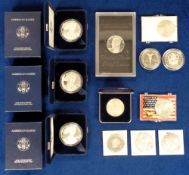 Coins, USA, a collection of 12 American silver dollars to comprise boxed 1902, 2003, 2006 (2), cased