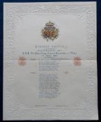 Ephemera, an embossed bordered programme for the Baptism of HRH The Prince George Frederick Ernest